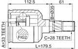 0511-M6ATLH - INNER CV JOINT LEFT 33X35X28