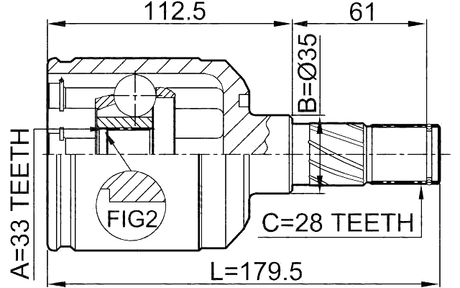 0511-M6ATLH - INNER CV JOINT LEFT 33X35X28