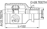 0511-M6MTRH - INNER CV JOINT RIGHT 33X43X28