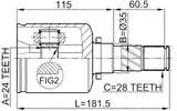 0511-MZ5ATLH - INNER CV JOINT LEFT 24X35X28