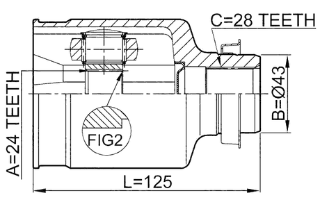 0511-MZ5ATRH - INNER CV JOINT RIGHT 24X43X28