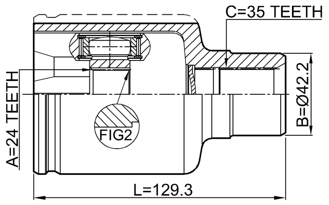 0511-TRIBRH - INNER CV JOINT RIGHT 24X42.2X35