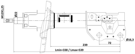05110-001FL - SHOCK ABSORBER FRONT LEFT GAS.TWIN TUBE