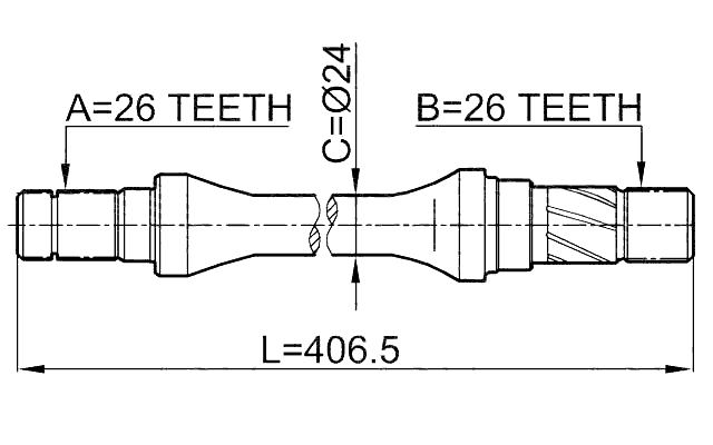 0512-626GD - AXLE HALF SHAFT RIGHT 26X406.5X26