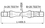 0512-626GD - AXLE HALF SHAFT RIGHT 26X406.5X26