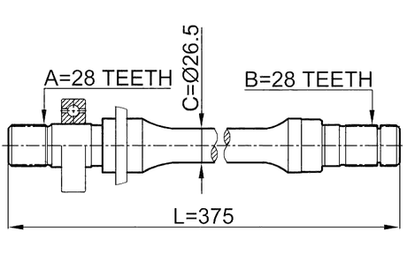 0512-626GE - AXLE HALF SHAFT RIGHT 28X375X28