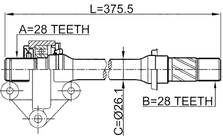 0512-CP - AXLE HALF SHAFT RIGHT 28X375X28