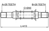 0512-CWMT - AXLE HALF SHAFT RIGHT 28X413X28