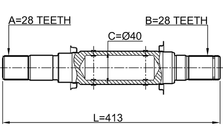 0512-CWMT - AXLE HALF SHAFT RIGHT 28X413X28