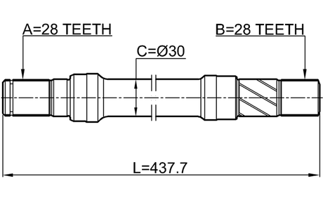 0512-CX7RH - AXLE HALF SHAFT RIGHT 28X437.6X28