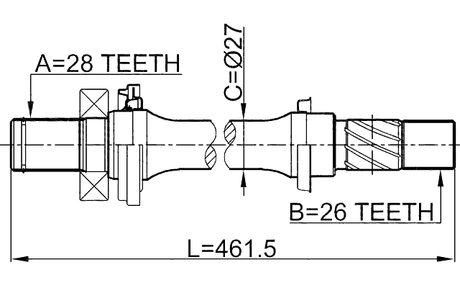 0512-M316AT - AXLE HALF SHAFT RIGHT 26X462X28