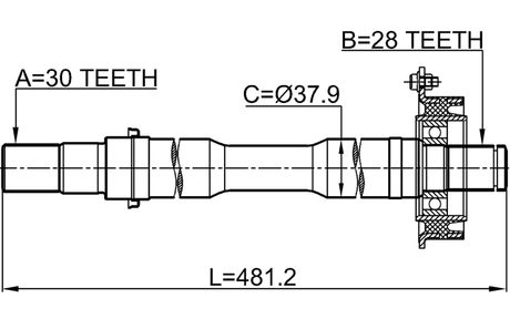 0512-MPVRH - AXLE HALF SHAFT RIGHT 30X482X28