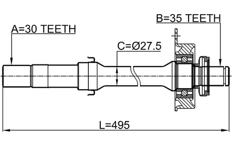 0512-TRIBRH - AXLE HALF SHAFT RIGHT 30X494X35