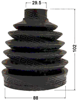 0517P-BT50 - BOOT OUTER CV JOINT KIT PVC 88X102X29.5