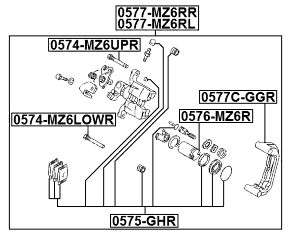 0575-GHR - REAR BRAKE CALIPER REPAIR KIT (SET FOR TWO SIDES)