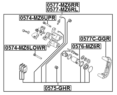 0575-GHR - REAR BRAKE CALIPER REPAIR KIT (SET FOR TWO SIDES)