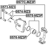 0575-MZ3F - FRONT BRAKE CALIPER REPAIR KIT (SET FOR ONE SIDE)