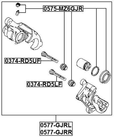 0577-GJRL - REAR LEFT BRAKE CALIPER ASSEMBLY (WITH BRACKET)