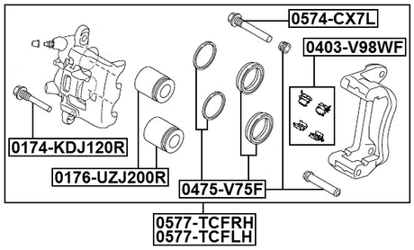0577-TCFRH - FRONT RIGHT BRAKE CALIPER ASSEMBLY (WITH BRACKET)