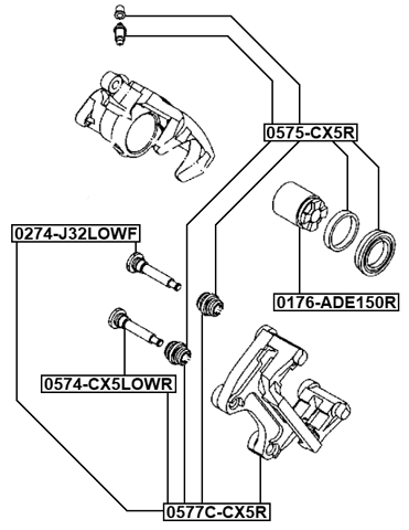 0577C-CX5R - REAR BRAKE CALIPER BRACKET CARRIER (WITH SLIDE PINS)