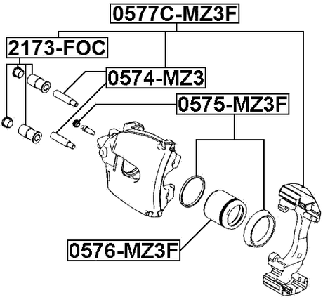 0577C-MZ3F - FRONT BRAKE CALIPER BRACKET CARRIER SET