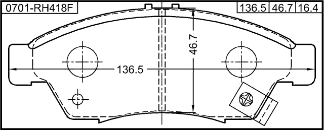 0701-RH418F - PAD KIT, DISC BRAKE, FRONT - KIT (WITH ANTI SQUEAL SHIM)