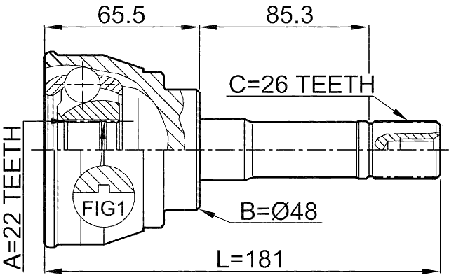 0710-012 - OUTER CV JOINT 22X48X26