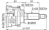 0710-029A42 - OUTER CV JOINT 29X49X25