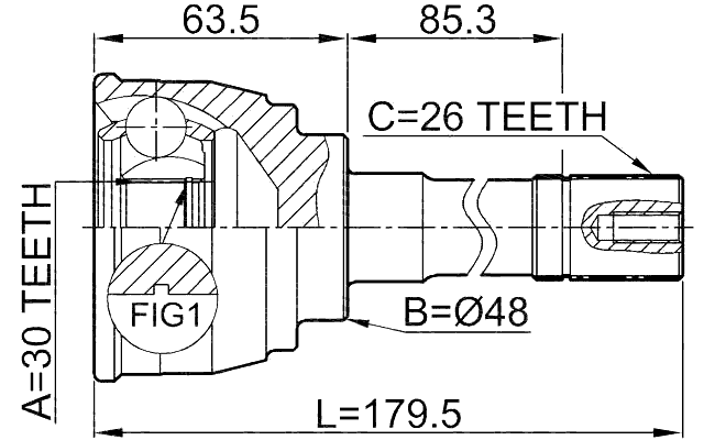 0710-034 - OUTER CV JOINT 30X48X26