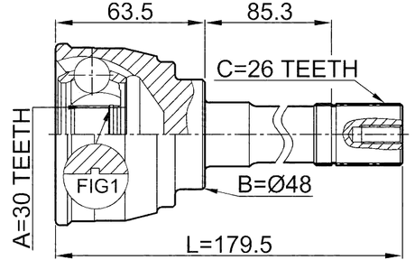 0710-034 - OUTER CV JOINT 30X48X26