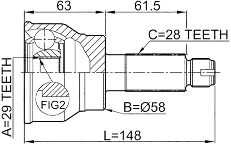 0710-037 - OUTER CV JOINT 29X58X28