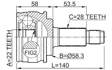 0710-GVJB - OUTER CV JOINT 22X58.3X28