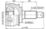 0710-GVJBR - OUTER CV JOINT REAR 24X58.3X28