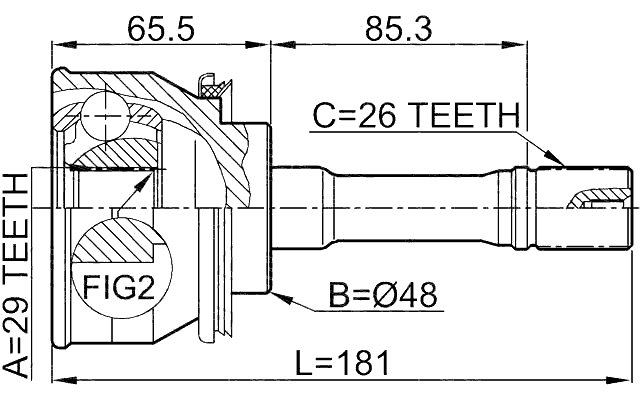 0710-GVSQ - OUTER CV JOINT 29X48X26