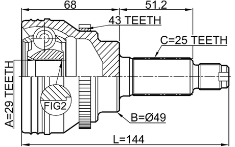 0710-IGN29A43 - OUTER CV JOINT 29X49X25