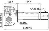 0710-SN413 - OUTER CV JOINT 19X55.6X26