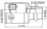 0711-AZG413RH - INNER CV JOINT RIGHT 28X40X26