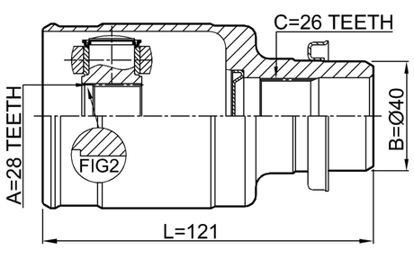 0711-AZG413RH - INNER CV JOINT RIGHT 28X40X26