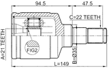 0711-BALLH - INNER CV JOINT LEFT 21X35X22