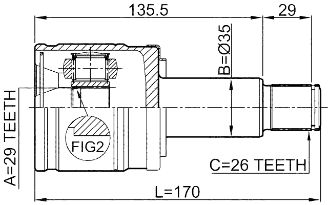 0711-GVSQRH - INNER CV JOINT RIGHT 29X35X26