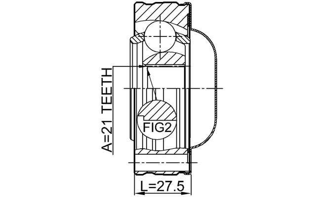 0711-JB420SHA - PROPSHAFT CV JOINT 21X74