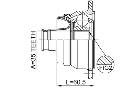 0711-JB424RSHA - PROPSHAFT REAR CV JOINT 35X107