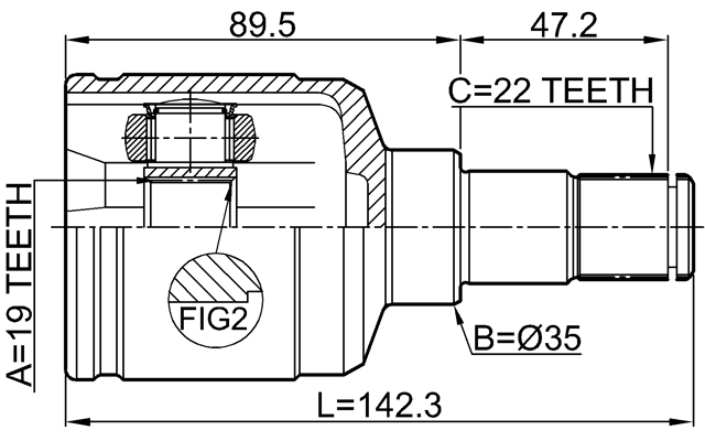 0711-LNLHR - INNER CV JOINT LEFT 19X35X22