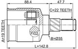 0711-RG413LH - INNER CV JOINT LEFT 19X35X22