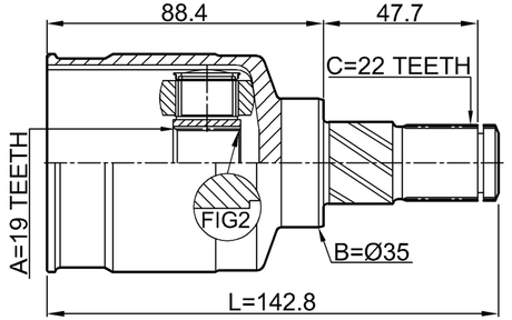 0711-RG413LH - INNER CV JOINT LEFT 19X35X22