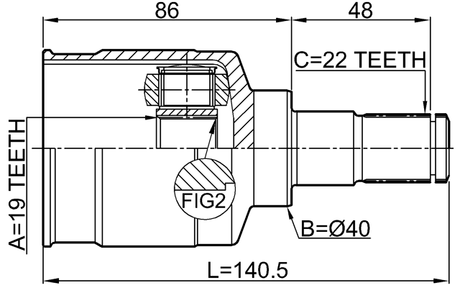 0711-RG413RH - INNER CV JOINT RIGHT 19X40X22