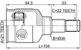 0711-RH416 - INNER CV JOINT 21X38X22