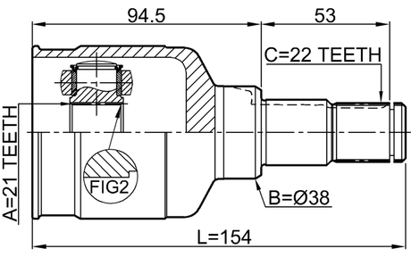 0711-RH416 - INNER CV JOINT 21X38X22