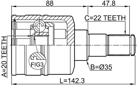 0711-RM413LH - INNER CV JOINT LEFT 20X35X22