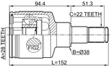 0711-RM415LH - INNER CV JOINT LEFT 28X38X22